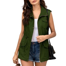 Beyove Womens Lightweight Sleeveless Military Anorak Vest (B)army Green Small
