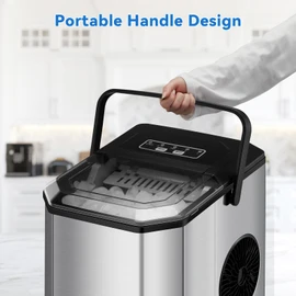 Countertop Ice Maker, 26 lbs in 24 Hours, 9 Bullet Ice Cubes Ready in 6 Mins, Portable Ice Machine with Handle, 2 Sizes Ice Cubes, with Ice Scoop and Basket for Home/Kitchen/Bar/RV
