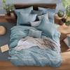 Monbix Queen Comforter Set - 7 Pieces Dusty Blue Cationic