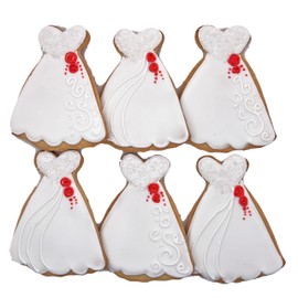 Wedding Dress Assortment Cookies- 6 Crunchy Decorated Shortbread Cookies Individually Wrapped With Bow by BakersDozenToGo (6)