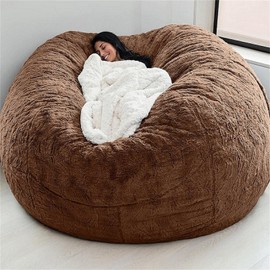 Big Huge Giant Bean Bag Chair for Adults, (No Filler) Bean Bag Chairs in Multiple Sizes and Colors Giant Foam-Filled Furniture - Machine Washable Covers, Double Stitched Seams (Coffee,5FT)
