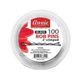 Annie 100 Count Bob Pins 2" Ball Tipped Crimped #3324 Black