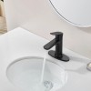 Matte Black Single Handle Bathroom Faucet 9/16\" Hoses Deck Mounted