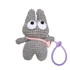 Blue Cat Crochet 2 Keychains Keyring - Handmade Metal Keychains, Cute and Funny Bag Charm - Unique Handcrafted Key Chains Accessories (blue cat pink bag)