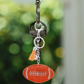 Novadex Rugby Keychains for Men Women, Purse Charms for Handbags, Faux Leather Football Charm with Tassel Key Chains Women Cute Y2K Accessories Kawaii Car Bag Charms for Handbags Aesthetic Stuff Gifts