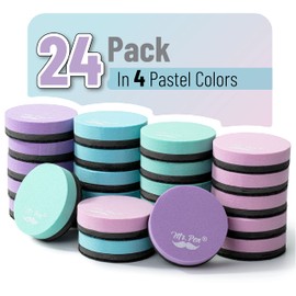 Mr. Pen- Mini Magnetic Dry Erase Eraser, 24 Pack, Pastel Colors, Round for Whiteboard, Board