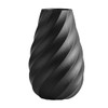 Black Ceramic Flower Vase with Textured Spiral Design, Modern Minimalist