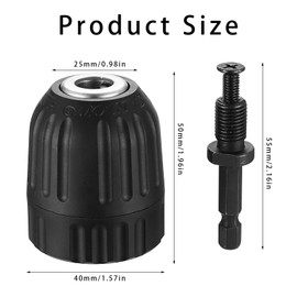 Keyless Chuck 0.8 mm - 10 mm, Drill Chuck Adapter, Hammer Drill Chuck Quick Release with 1/4 Hex Chuck Adapter, 0.8-10 mm Quick Change Conversion Electric Hand Tools