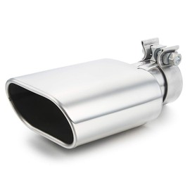 A-KARCK Square Exhaust Tip 2.25" Inlet, Rectangle Exhaust Tailpipe Tip Polished 3" x 5.5" Outlet 9.5" Long Clamp on Design