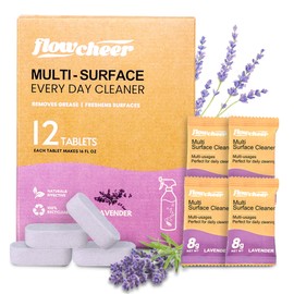 flowcheer Multi Surface Cleaner Refills -All Purpose Cleaning Tablets-Makes 192 fl oz(12 x 16 Fl oz) Bottles of Spray Cleaner for Household&Kitchen Cleaning-Lavender Scent(Not Included Bottles)