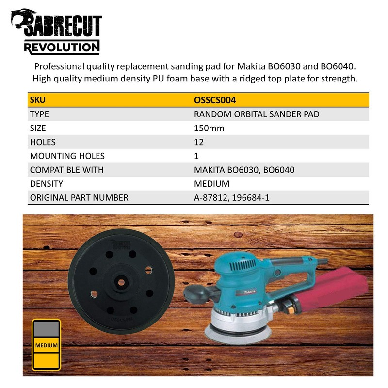 1 x SabreCut OSSCS004 150mm Medium Random Orbital Sander Hook
