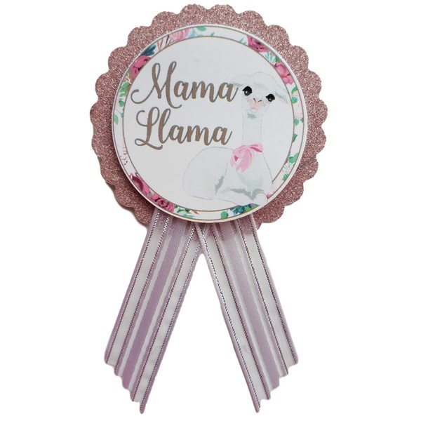 Mama Llama to Be Pin Baby Shower Button for mom to wear, White & Rose Gold, It's a Girl, It's a Boy Baby Sprinkle, One Size, Rose Gold