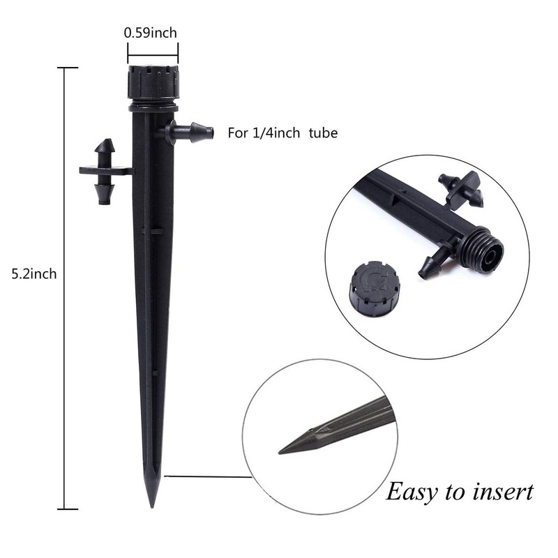 100 Pcs Drip Irrigation Emitters, 1/4" Inch Universal 360 Degree