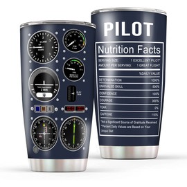 Aviation Gifts, Pilot Gifts Aviation Men, Pilot Cup Tumbler, Gifts for Pilots Men, Airplane Gifts Men, 20oz Aviation Pilot Gauges Nutrition Facts Cup, Birthday Retirement Gift for Aviator Aviation Mug