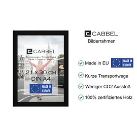 CABBEL Single (Pack of 1) Picture Frame, DIN A4, 21 x 30 cm, MDF Wood Frame in Black, with Shatterproof Plexiglass, Modern