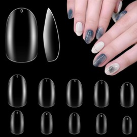 Nagel Tips für Gelnägel Oval Nageltips Nail Tip 500 Stücke Set, LEA-SHALL 10 Größen Künstliche Fake Kurz Nägel Tipps Kunstnägel Full Cover Rund Acryl Falsche Fingernägel Transparente French