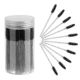 셰프비 100PCS 눈썹 블랙 키트 메이크업 연장 용기가 어플리케이터 브러시 속눈썹 일회용 있는 마스카라 완즈 브러시 Chef Bee 100PCS Eyebrow Black Kit Makeup Extension Container Applicator Brush Disposable Mascara Wands Brush [Pink Black]