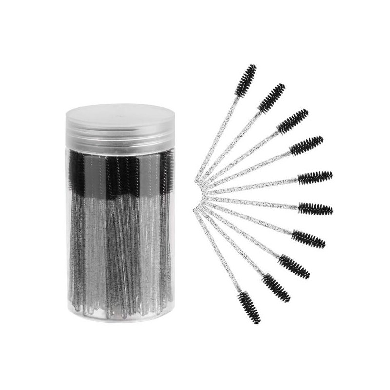 셰프비 100PCS 눈썹 블랙 키트 메이크업 연장 용기가 어플리케이터 브러시