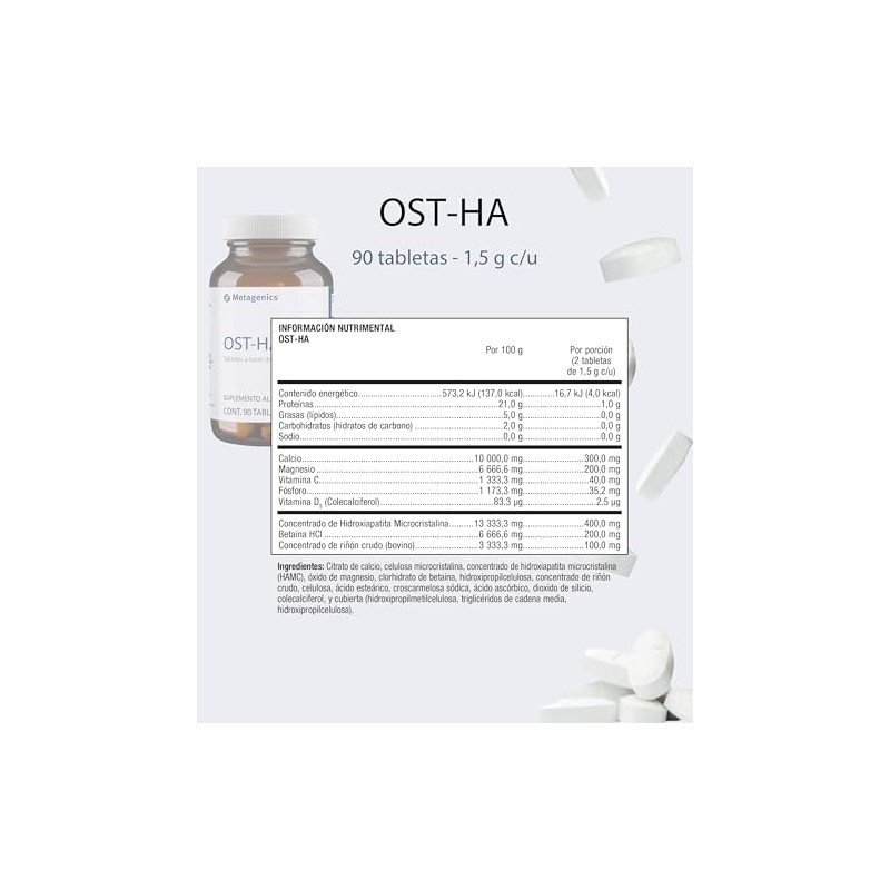 Metagenics Ost Suplemento Alimenticio Hidroxiapatita Microcristalina Hamc Tabletas Calcio Magnesio
