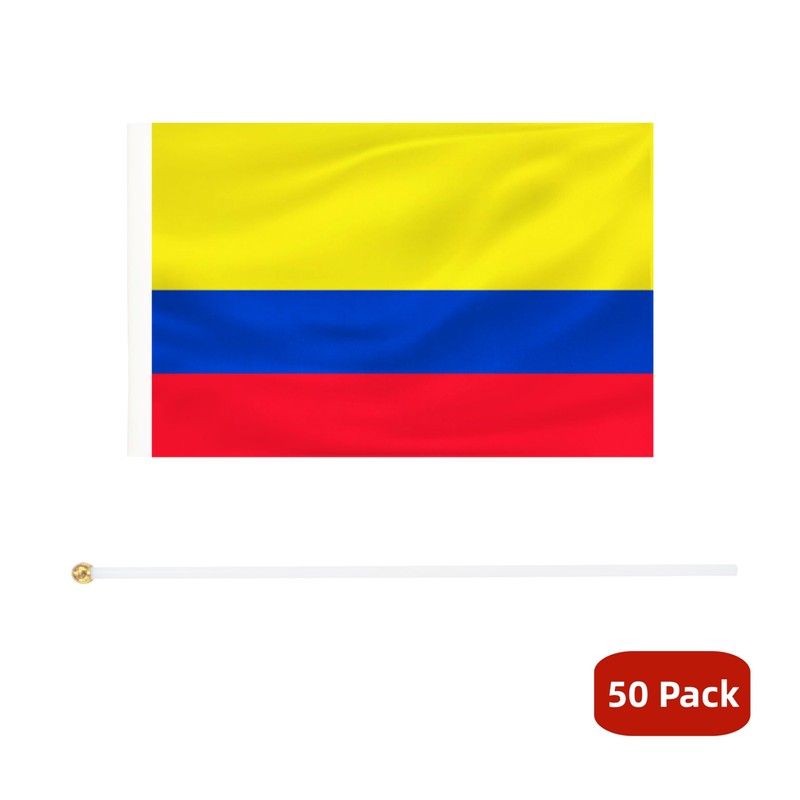 Rotenl 50 Pack Colombia Hand Held Mini Flags, Small Colombian