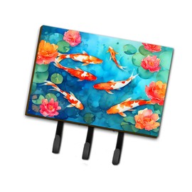 Caroline's Treasures Koi Fish Leash or Key Holder Wall Hooks, Key Hooks Holder, Coat Rack Wall Mount, Coat Hooks, Hooks for Hanging Keys, Towels, Aprons, Leashes