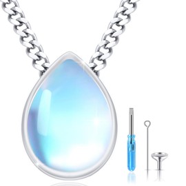 PCTJYFU Moonstone Urn Necklace 925 Sterling Silver Teardrop Cremation Pendant Memorial Jewelry for Women
