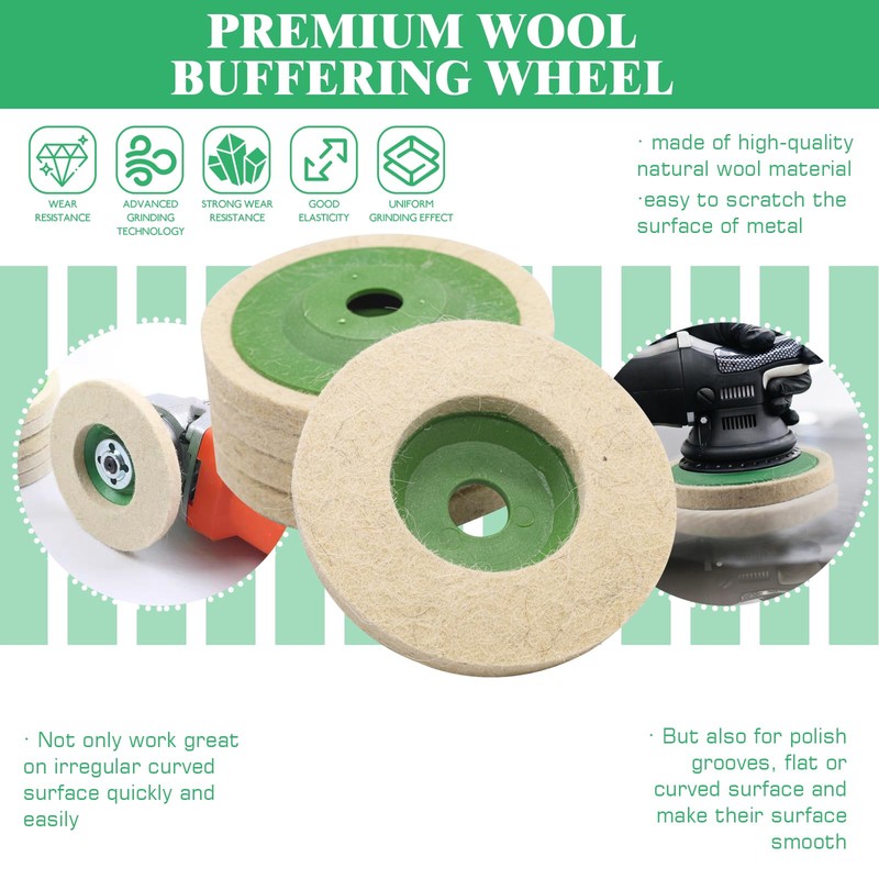 Yauhar 11Pcs Wool Buffing Polishing Wheel Set Contains 4-1/2 x