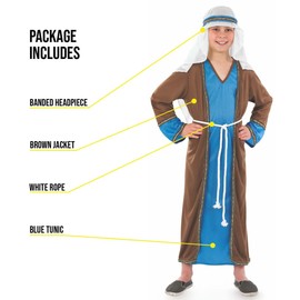 Fun Shack Disfraz San Jose Niño, Traje San Jose Niño, San Jose Disfraz Niño, Traje Hebreo Niño, Disfraz San José Niño, Disfraz Pastor Hebreo Niño, Disfraz Hebreo Niño, Disfraz Navidad Niño Talla XL