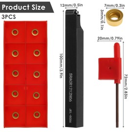 33pcs 1/2" 12mm Metal Lathe Tools Tool Holder Boring Bar Wrench Including 30 Pcs Carbide Inserts 3 Wrench SRACR1212H06 Professional Metal Lathe Cutting Tools (3Set-SRACR1212H06)