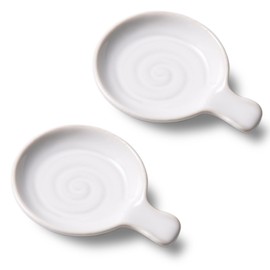 Magclay Coffee Spoon Rest, 3.3" Small Ceramic Holder for Kitchen Counter and Stove Top, Modern Style Bar Accessories, Set of 2, Reactive White