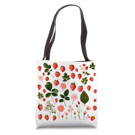 Strawberry Summer Flower Nature Lover Floral Cottagecore Tote Bag