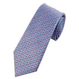 Men's Tie Multicoloured - Silk Tie Wedding Designer Necktie Classic Elegant Handmade Woven - Premium Interlining and Tipping - A Timeless Classic - Sky Blue, Pink, Grey and Red Mini Squares