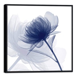 Wieco Art Framed Wall Art Blue Flickering Flower Abstract Canvas Art Large Floral Pictures Prints on Canvas Modern Artwork for Living Room Decoration Bedroom Home Decor