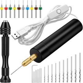 Electric Hand Drill Set for Resin Casting Mold, Electric Drill with 8 Drill Bits (0.8-1.2 Mm), Pin Vise Hand Drill with 10 Mini Drills (0.8-3.0 Mm), 10 PCB Twist Drills (0.3-1.2 Mm), Screwdriver