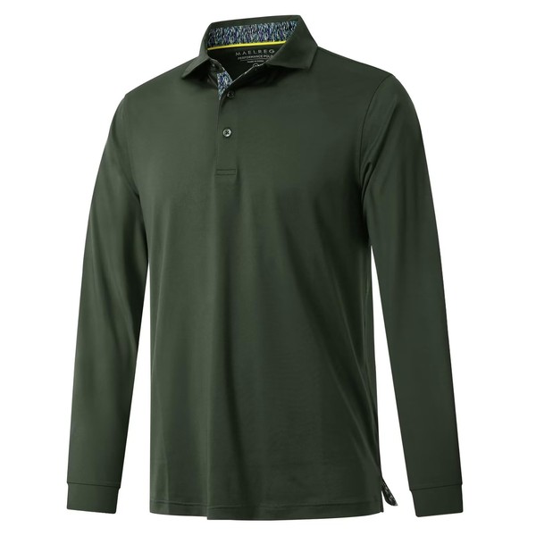 Long Sleeve Polo Shirts for Men Dry Fit Performance Moisture
