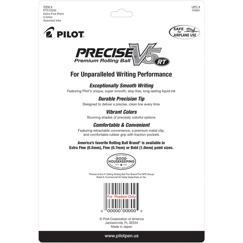 Pilot Precise V5 RT Refillable & Retractable Rolling Ball Pens,