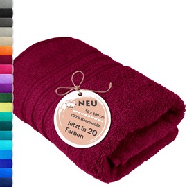 Lashuma Cotton Hand Towel 50 x 100 cm in Cherry Red, Soft and Skin-Friendly, Ideal for Bathroom, Beach or Wellness