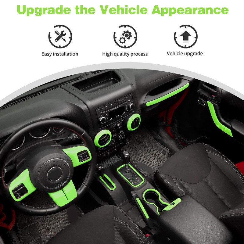 CheroCar 18PCS Interior Trim Kit for Jeep Wrangler JK JKU