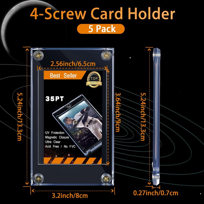 5 Pieces 4 Screw Trading Card Protector, Baseball Sleeves Card