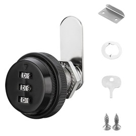 Cam Lock, 25mm Black Cupboard Locks, Combination Lock, Cabinet Lock for Security of Box Cabinet Drawer Mailbox Door Furniture Locker Locks