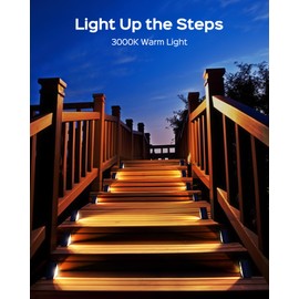 JACKYLED 16 Pack Outdoor Solar Stair Lights Waterproof, Solar Steps Lights Outdoor, Auto On Off Solar Stair Lights, Warm & RGB Color Changing Triangle Decor Lights for Steps in Patio Garden Yard