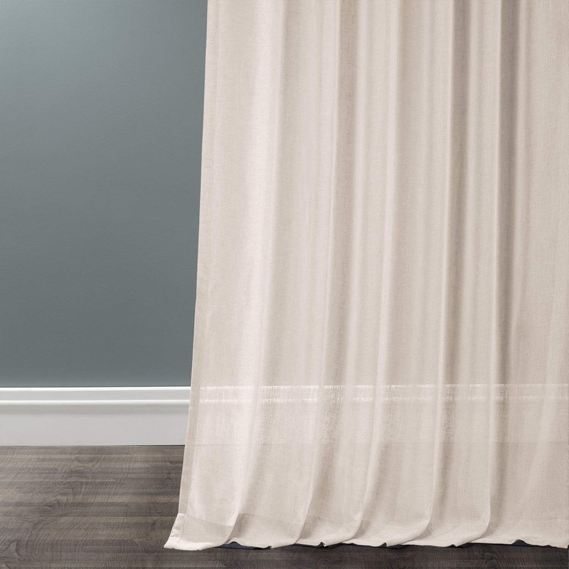 HPD Half Price Drapes SHCH-SS071611-84 Solid Faux Linen Sheer Curtain