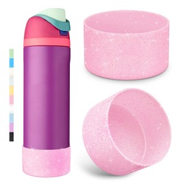 2PCS Glitter Silicone Boot for Owala Water Bottle 24 oz 32 oz 40 oz, Anti-Slip Protective Sleeve for Owala Twist,FreeSip and Flip Stainless Steel Water Bottle, BPA-Free, Dishwasher Safe, Accessories