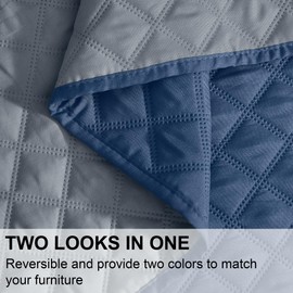 NICETOWN Waterproof Pet Blanket, Liquid Pee Proof Dog Blanket for Sofa Bed Couch, Reversible Floor Bed Furniture Protector Cover for Small Medium Large Dogs Cats, 1 Panel, Navy/Stone Blue, 62" x 82"