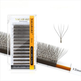 NAGARAKU Dark Brown 5D Lash, W premade lash fans Volume Lash 0.07mm C Curl 8-12mm Mix Premade Fans Natural Soft W Shape Eyelash Extension PBT YY False Lashes