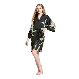 KIM+ONO Charmeuse Kimono Robe Short - Aimi - Black