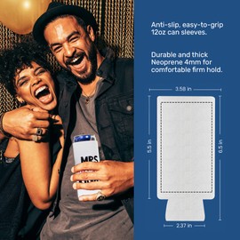 QualityPerfection Can Cooler Sleeves (2 Sets Regular + 2 Sets Slim) Insulated, Beer/Energy Drink Neoprene 4mm Thickness Thermocoolers for 12 oz Beverage 4 Pack (Mr & Mrs Always Right)