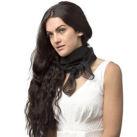 Basic Sense Square Chiffon Scarf Retro Lightweight Neck Scarves Bandana for Women, Black