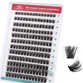 DIY Lash Clusters Extensions 168 Clusters - D Curl 0.07mm 8-16mm Mixed Lengths, Natural Look Thin Band for Comfort, Reusable Individual Lashes (F34-0.07D)
