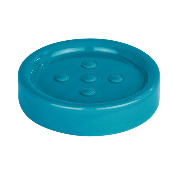 WENKO Polaris Petrol Ceramic Soap Dish Ideal for Hand Soap,